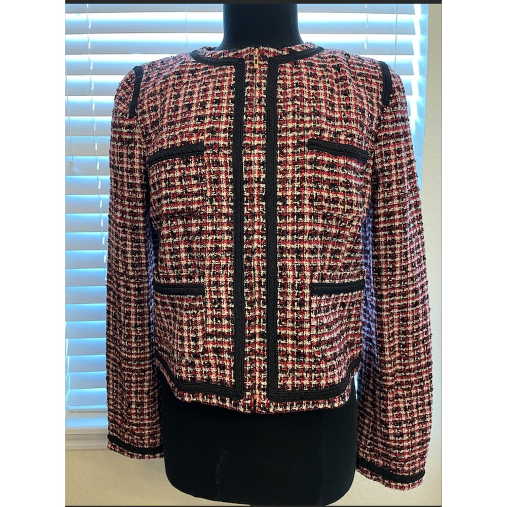 MNG by Mango Tweed Jacket red/black -Sz 8